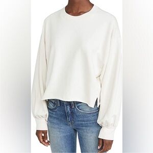 Frame Easy Shirttail Sweatshirt Cream Oversized Size Large